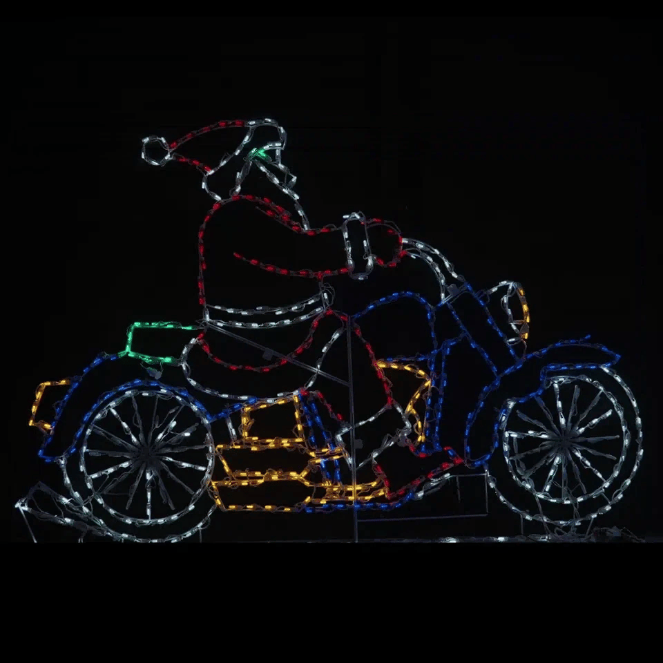 Santa Riding Motorcycle Animated LED Display