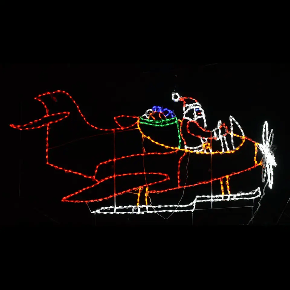 Santa Flying Airplane Animated LED Display - animated