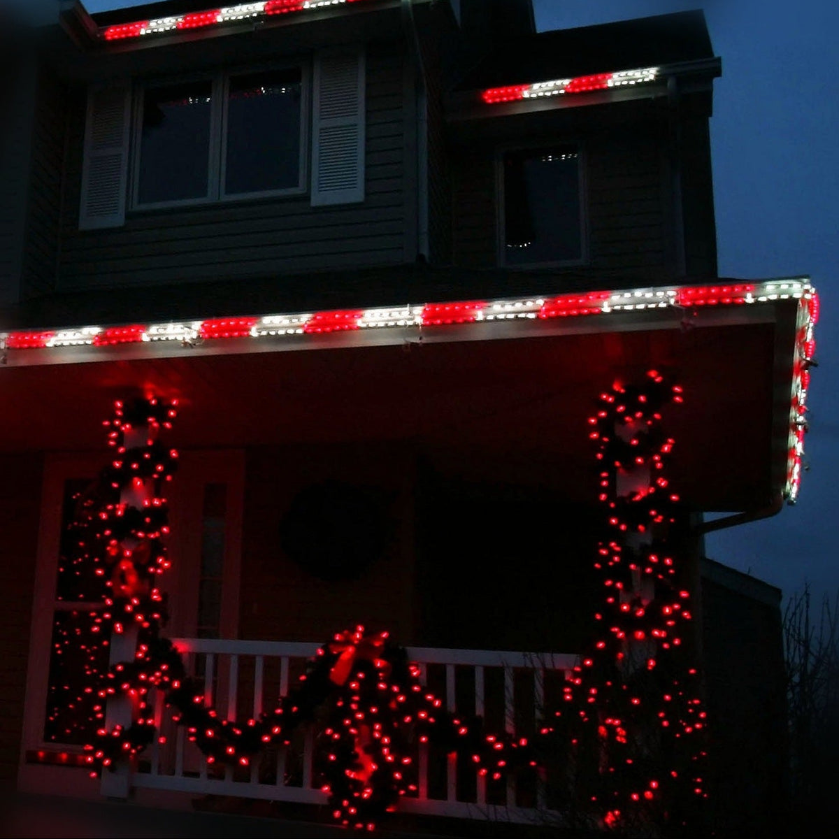 Peppermint Stick LED Linkable red and white on house