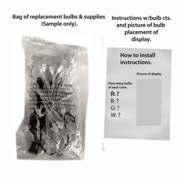 Snowflake 24 Ice Blue Replacement Strand - bag of replacement bulbs and supplies (sample only)