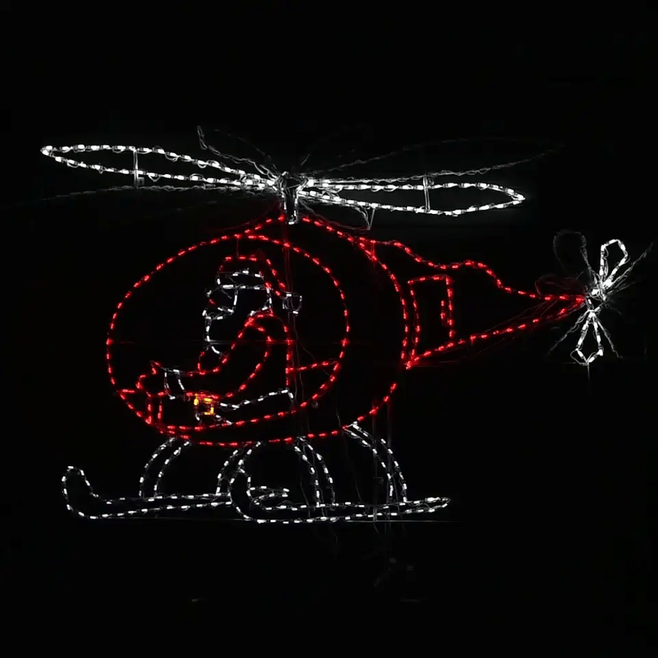 Santa Flying Helicopter Animated LED Display - animated
