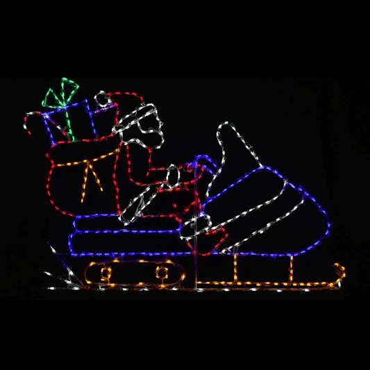 Santa Riding Snowmobile Animated LED Display