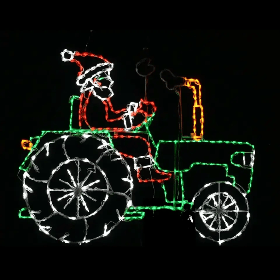 Santa Driving Tractor Animated LED Display