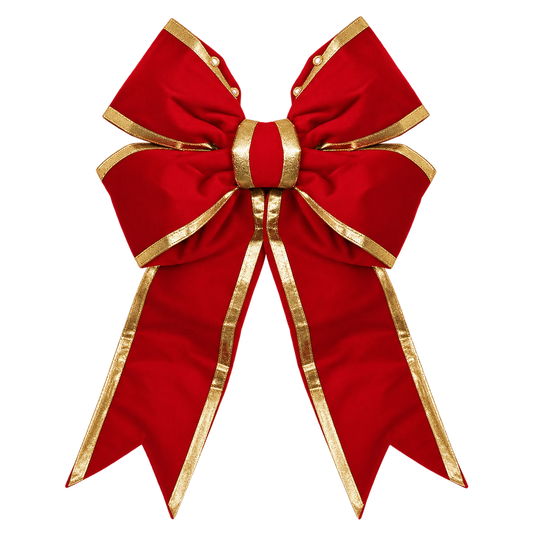 36" Bow Red Velvet Gold Trim 4-Loop
