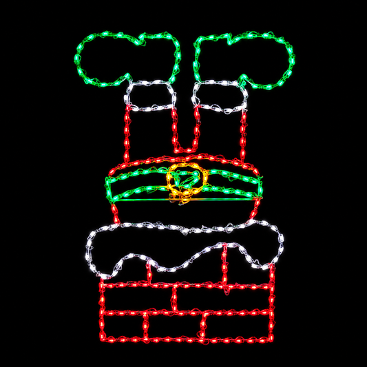 Santa Stuck in Chimney LED Display