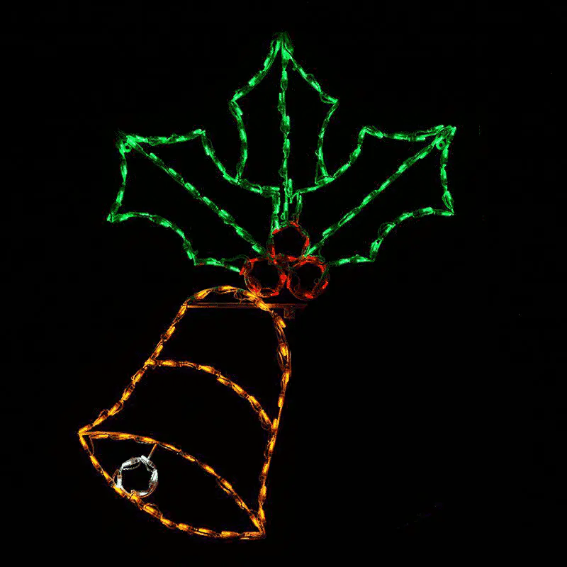 Blinking Bell with Holly Animated LED Display (47")