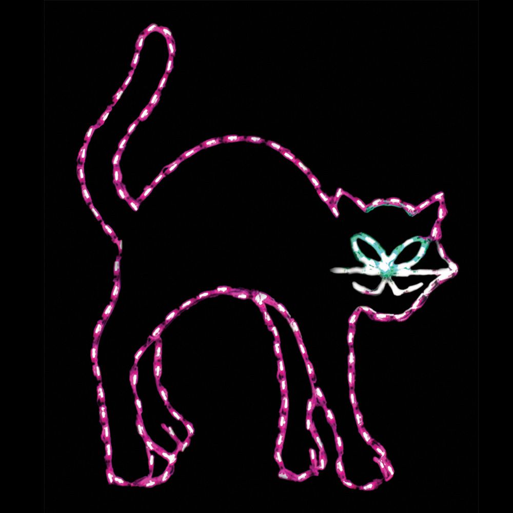 Black Cat Halloween LED Display (44")