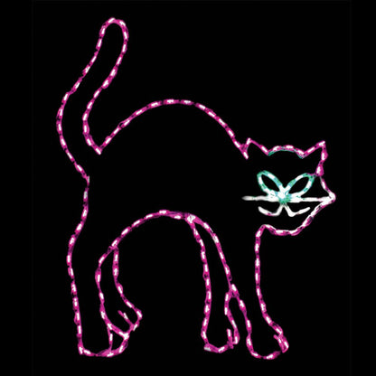 Black Cat Halloween LED Display (44")