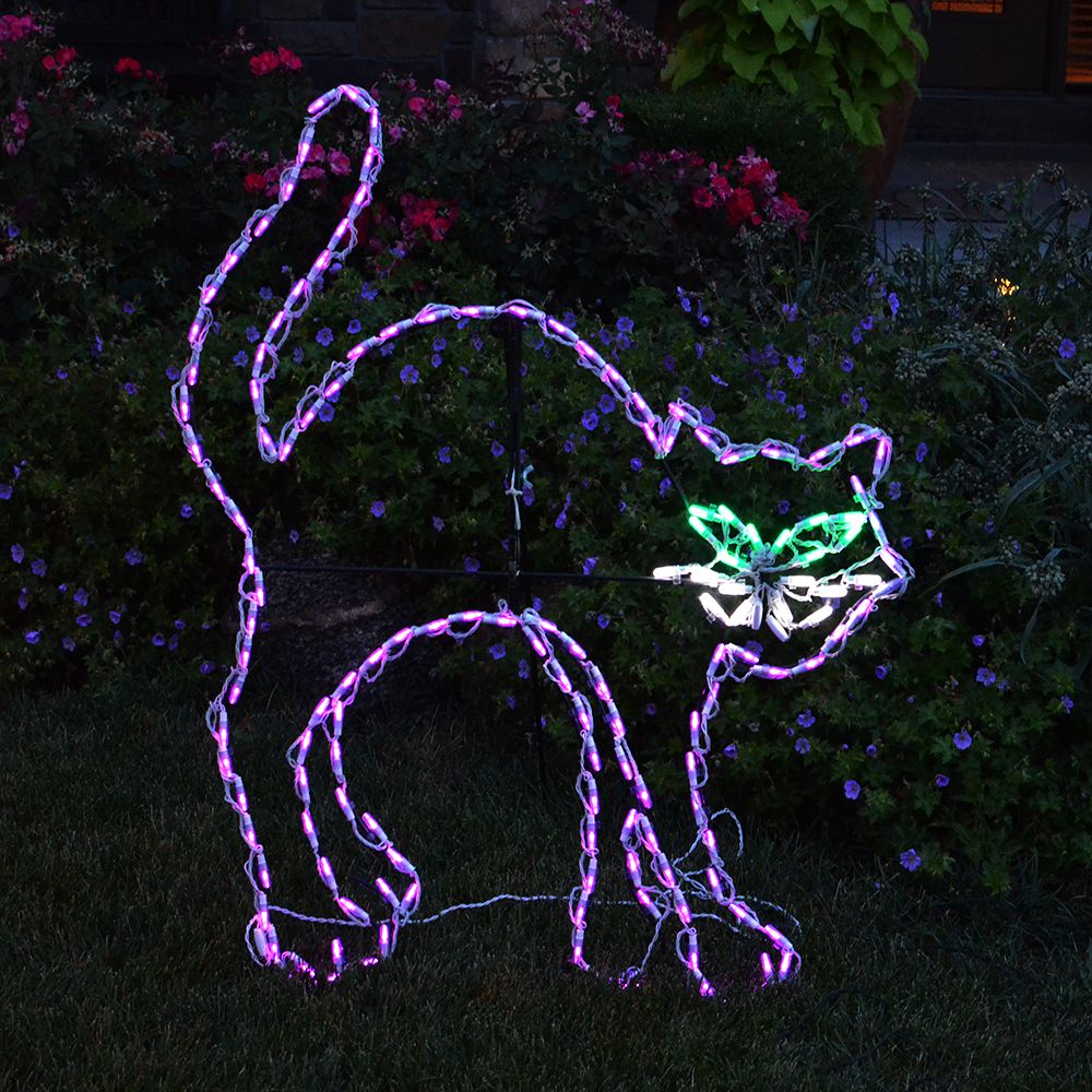 Black Cat Halloween LED Display (44")