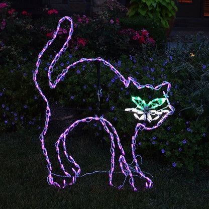Black Cat Halloween LED Display (44")