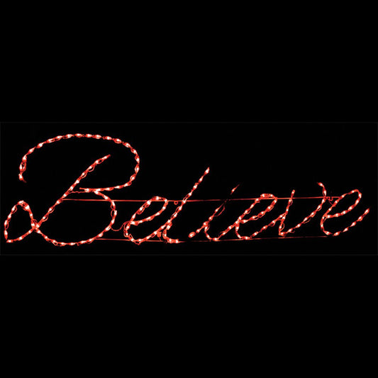 Believe LED Sign for Christmas - Red (49")