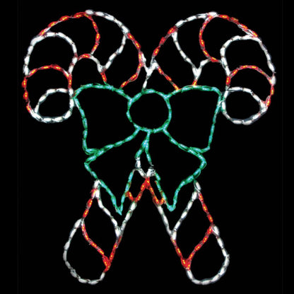 Double Candy Canes with Green Bow LED Display (47")