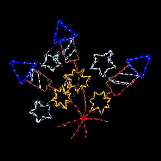 Patriotic fireworks burst light display 