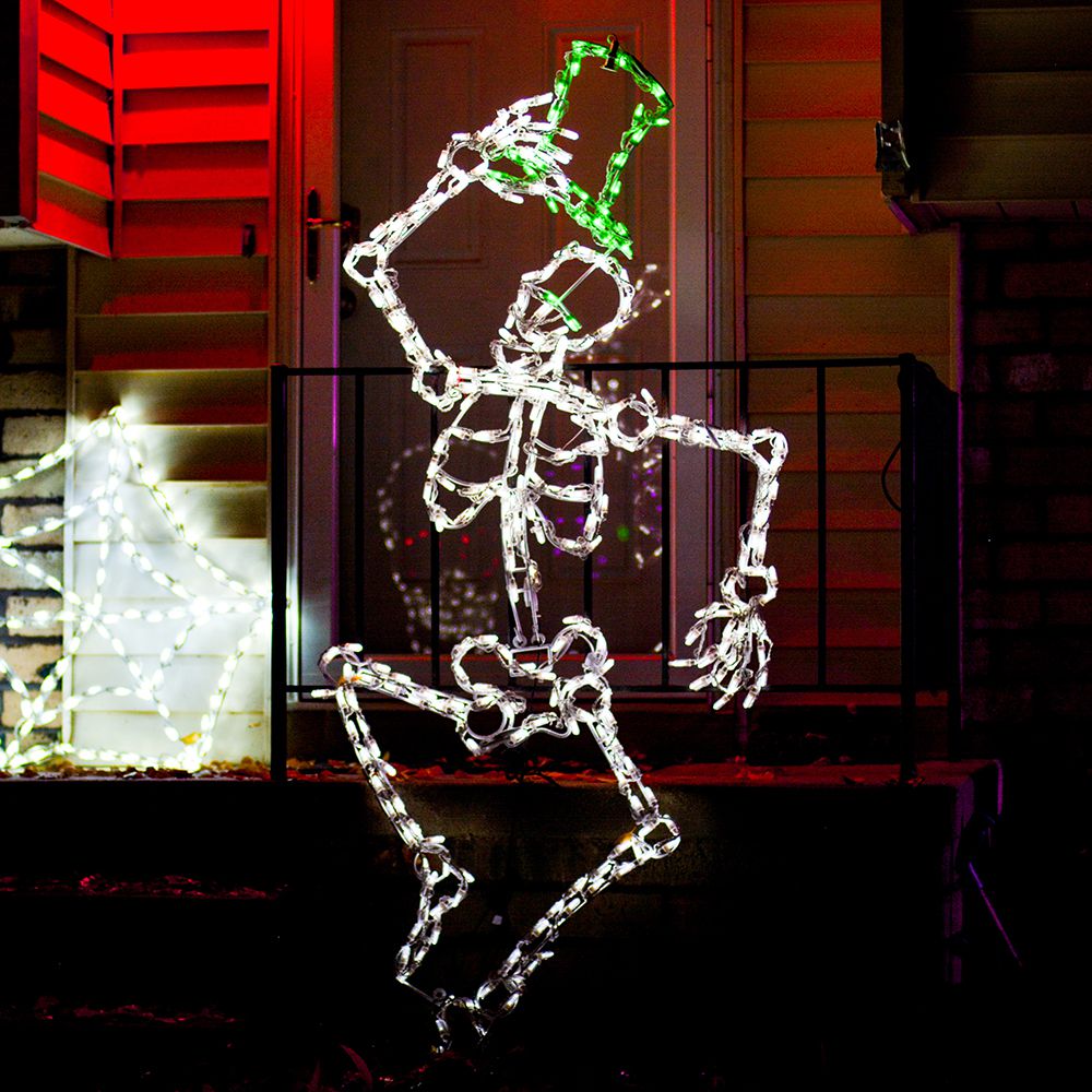 Dancing Skeleton with Green Hat LED Display (53")