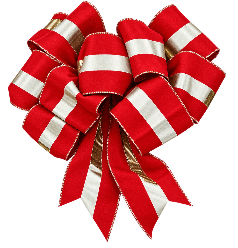 Bow 16" 9 Loop Velvet Red/Gold