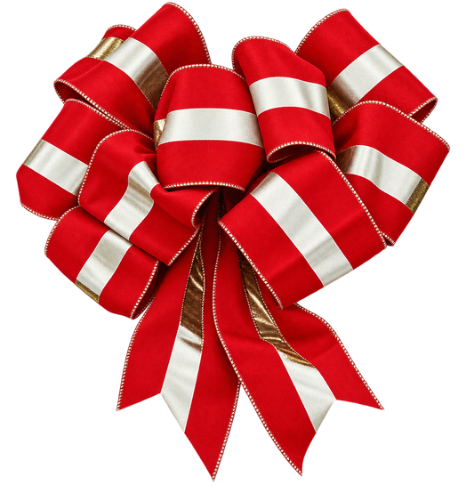 Bow 16" 9 Loop Velvet Red/Gold