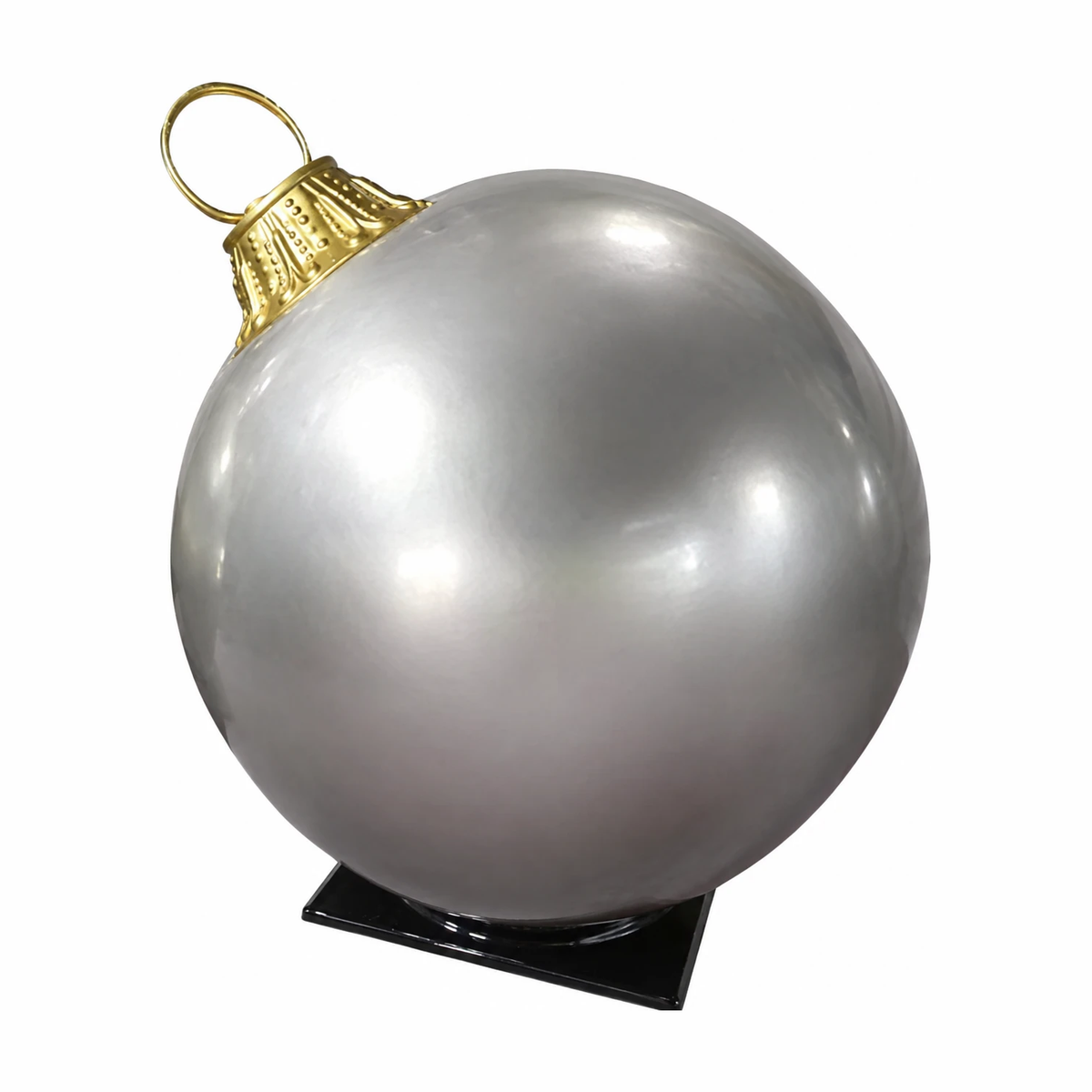 52" Fiberglass Ornament - Silver with Gold  Cap