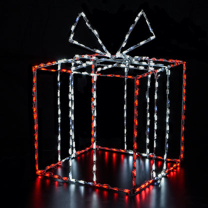 3D Gift Box Large, Red with White Bow - Twinkle