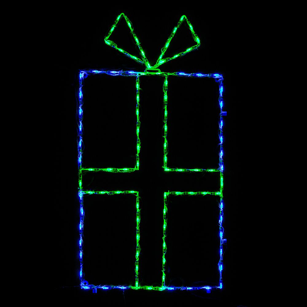 Gift Box LED Display - Blue/Green