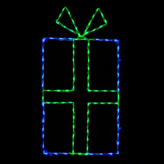 Gift Box LED Display - Blue/Green
