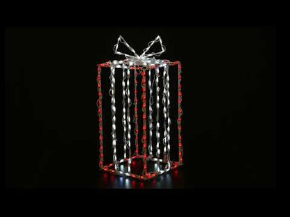 3D Gift Box 37", Red with White Bow - Twinkle
