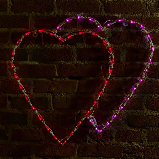 Double Heart LED Display - Red & Pink (29")