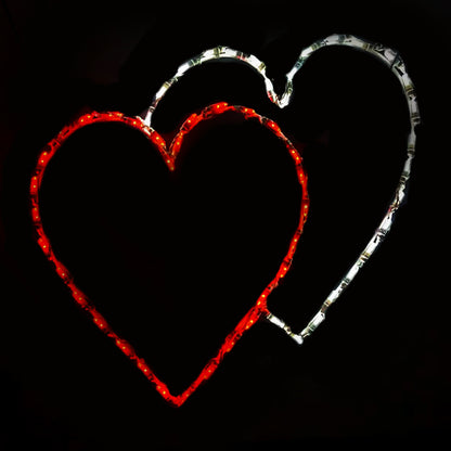 Double Heart LED Display - Red & White