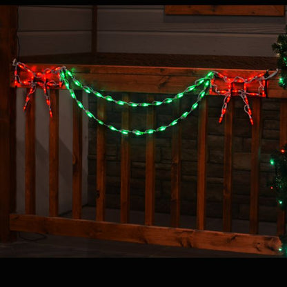 LED Bow with Garland End Piece (Red/Green)