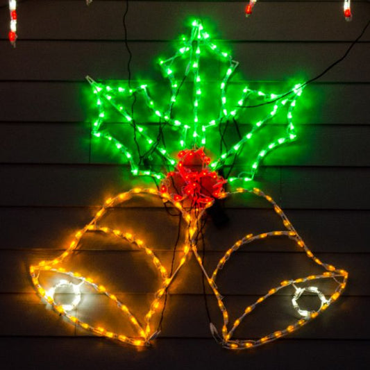 Blinking Bell with Holly Animated LED Display