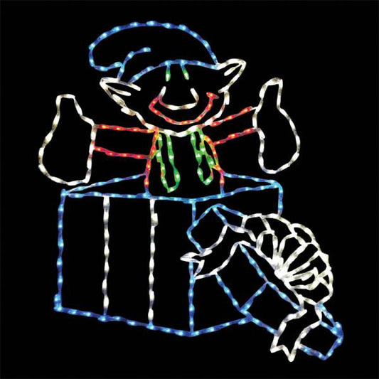 Elf popping out of Gift Box LED Display (50")