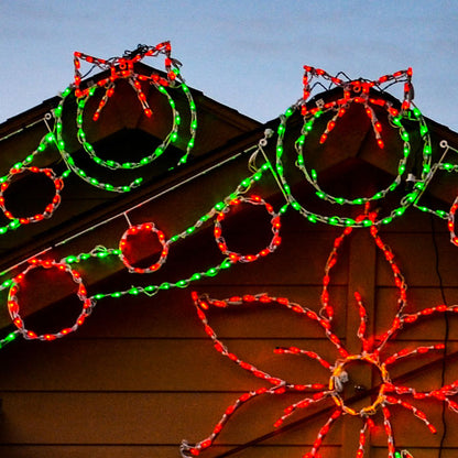 Ribbon Ornament Linkable - Red/Green (47")