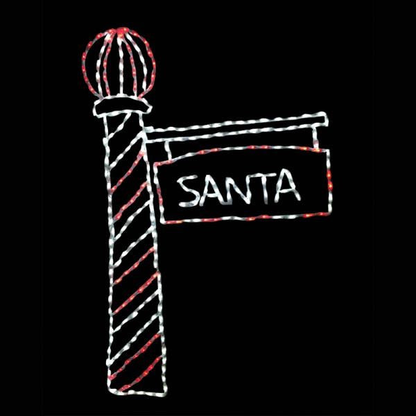 Santa's Light Pole with Sign LED Display (41")