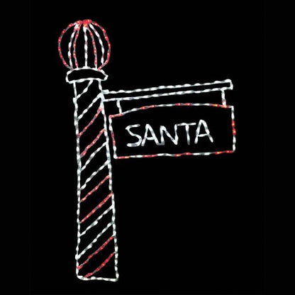 Santa's Light Pole with Sign LED Display (41")