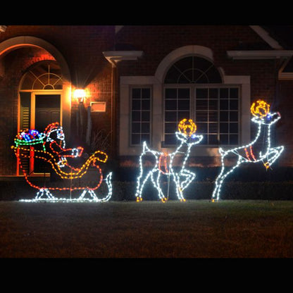 Santa in Sleigh with Reindeer Scene LED Display