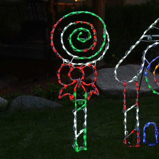 Lollipop Swirl LED Display - Red Green and White
