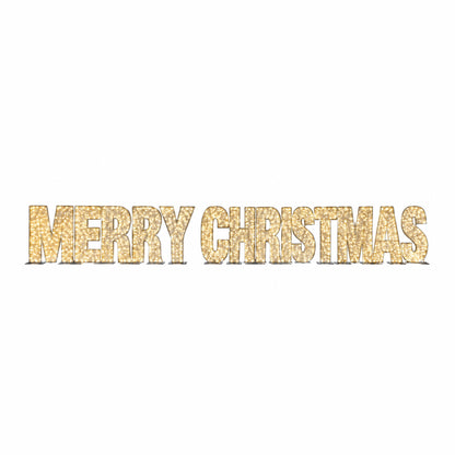 Merry Christmas PVC Mesh 3D Display - Gold