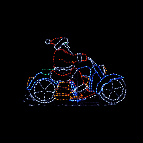 Santa Riding Motorcycle Animated LED Display (52")