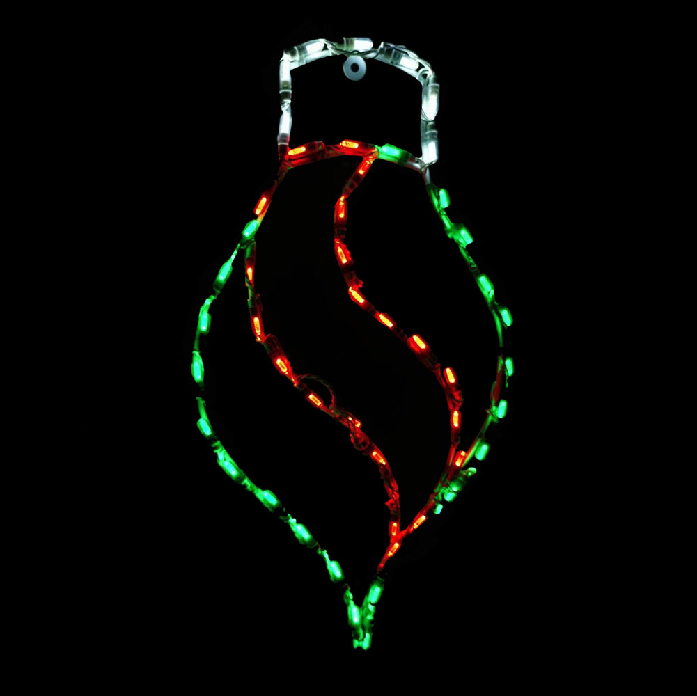 Hanging Twist Drop Ornament LED Display - Red & Green