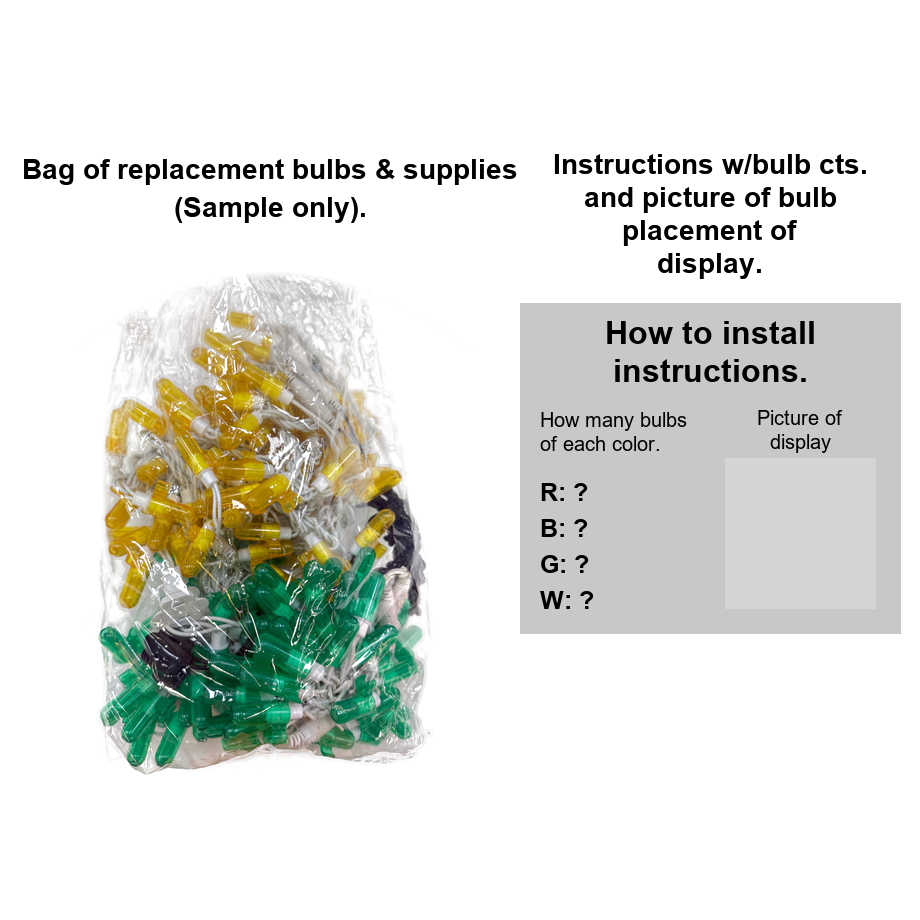 81" LED Palm Tree Replacement Strand - bag of replacement bulbs and instructions (sample)