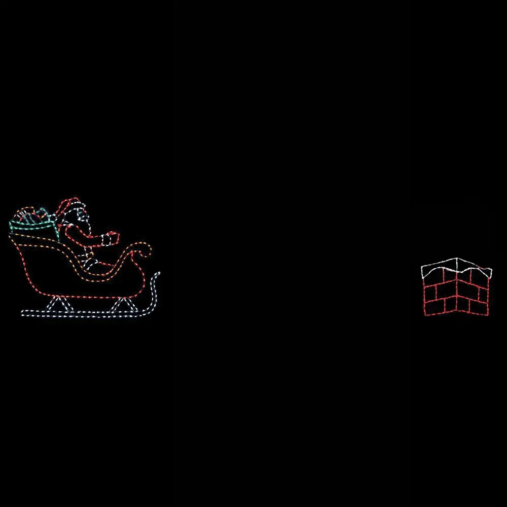 Santa Running from Sleigh to Chimney Animated Scene LED Display (53")
