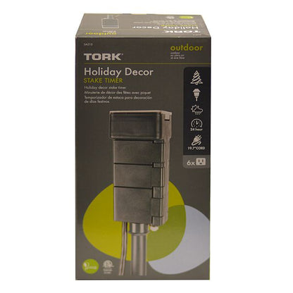 Timer - 6 outlet with stake, mechanical
