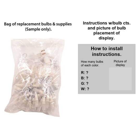 LED 36" Snowflake Replacement Strand (Warm White) - bag of replacement bulbs and instructions (sample)