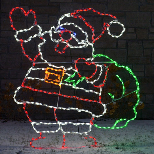 Jolly Santa with Bag of Presents LED Display (74")