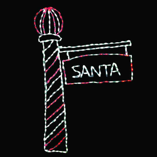 Santa's Light Pole with Sign LED Display (41")