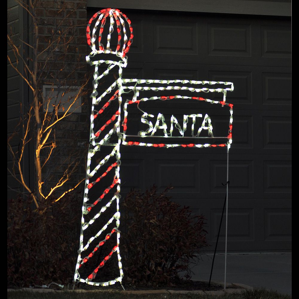 Santa's Light Pole with Sign LED Display (41")