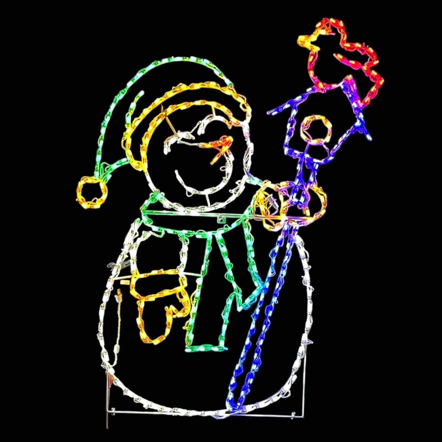 Snowman with Cardinal on Bird House LED Display