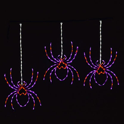 Three Hanging Spiders on Web LED Display (37")