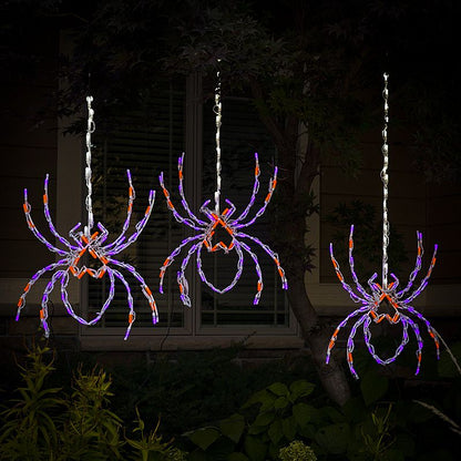 Three Hanging Spiders on Web LED Display (37")