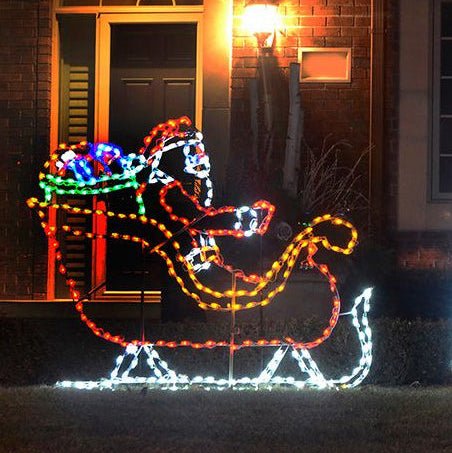 Santa in Sleigh with Gifts LED Display (46")