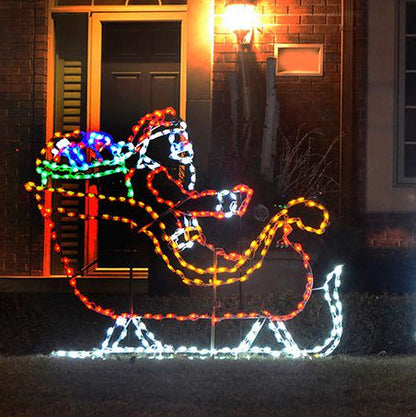 Santa in Sleigh with Gifts LED Display (46")